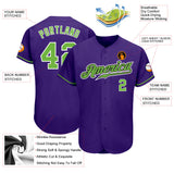 Custom Purple Neon Green-White Authentic Baseball Jersey