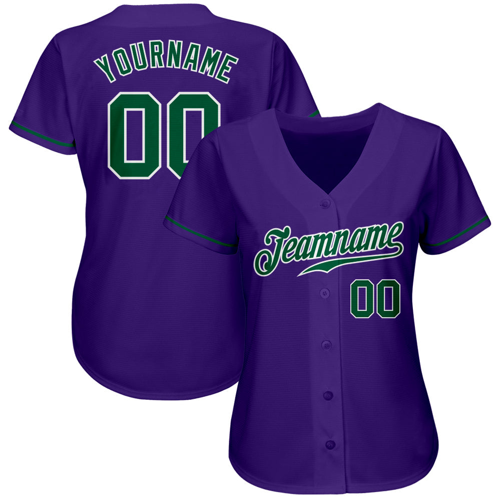 Custom Purple Kelly Green-White Authentic Baseball Jersey