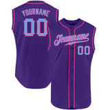 Custom Purple Light Blue-Pink Authentic Sleeveless Baseball Jersey