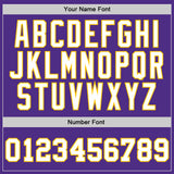 Custom Purple White-Gold Authentic Throwback Basketball Jersey