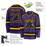 Custom Purple Black-Gold Hockey Jersey