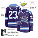 Custom Purple White-Light Blue Hockey Jersey