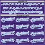 Custom Purple Light Blue-White Authentic Baseball Jersey