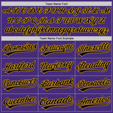 Custom Purple Black Pinstripe Black-Gold Authentic Baseball Jersey