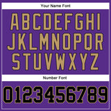 Custom Purple Black Pinstripe Black-Old Gold Authentic Basketball Jersey