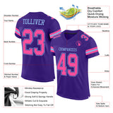 Custom Purple Pink-Light Blue Mesh Authentic Football Jersey