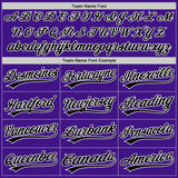 Custom Purple Black-White Authentic Throwback Baseball Jersey