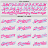 Custom White Pink Pinstripe Light Blue-Pink Authentic Raglan Sleeves Baseball Jersey