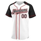 Custom White Black-Red Authentic Raglan Sleeves Baseball Jersey