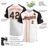Custom White Black-Orange Authentic Raglan Sleeves Baseball Jersey