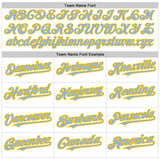 Custom White Light Blue-Yellow Authentic Raglan Sleeves Baseball Jersey