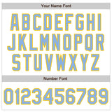 Custom White Light Blue-Yellow Authentic Raglan Sleeves Baseball Jersey