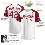 Custom White Crimson-Gray Authentic Raglan Sleeves Baseball Jersey