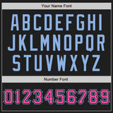 Custom Black Pink-Light Blue Authentic Raglan Sleeves Baseball Jersey