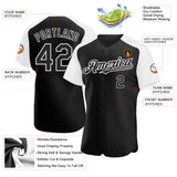 Custom Black White Authentic Raglan Sleeves Baseball Jersey
