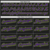 Custom Black Purple-Neon Green Authentic Raglan Sleeves Baseball Jersey