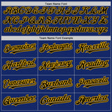 Custom Royal Black-Gold Authentic Raglan Sleeves Baseball Jersey
