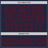 Custom Navy Red Authentic Raglan Sleeves Baseball Jersey