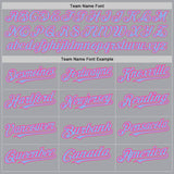 Custom Gray Light Blue-Pink Authentic Raglan Sleeves Baseball Jersey