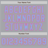 Custom Gray Light Blue-Pink Authentic Raglan Sleeves Baseball Jersey