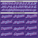 Custom Purple Light Blue-Pink Authentic Raglan Sleeves Baseball Jersey