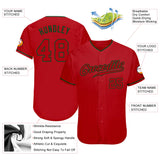 Custom Red Red-Green Authentic Baseball Jersey