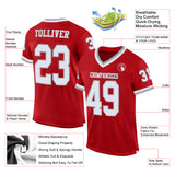 Custom Red White-Gray Mesh Authentic Throwback Football Jersey