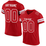 Custom Red Red-White Mesh Authentic Football Jersey