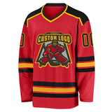 Custom Red Black-Gold Hockey Jersey
