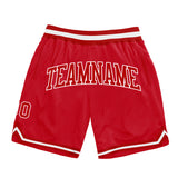 Custom Red Red-White Authentic Throwback Basketball Shorts