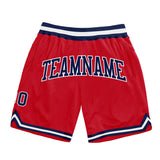 Custom Red Navy-White Authentic Throwback Basketball Shorts