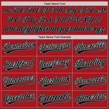 Custom Red Black Pinstripe Black-White Authentic Baseball Jersey