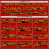Custom Red Black-Gold Authentic Throwback Baseball Jersey