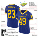 Custom Royal Gold-White Mesh Authentic Throwback Football Jersey