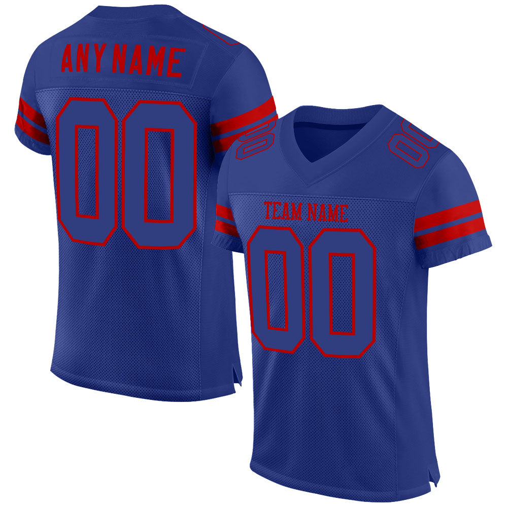 Custom Royal Royal-Red Mesh Authentic Football Jersey
