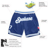 Custom Royal White Pinstripe White-Light Blue Authentic Basketball Shorts