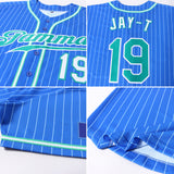 Custom Royal White Pinstripe Kelly Green-White Authentic Baseball Jersey