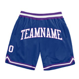 Custom Royal White-Purple Authentic Throwback Basketball Shorts