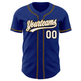 Custom Royal White Old Gold-Black Authentic Baseball Jersey