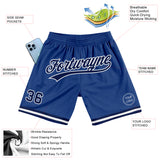 Custom Royal Navy-White Authentic Throwback Basketball Shorts