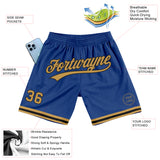 Custom Royal Old Gold-Black Authentic Throwback Basketball Shorts