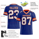 Custom Royal White-Orange Mesh Authentic Football Jersey