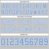 Custom Gray Light Blue-White Authentic Throwback Basketball Shorts