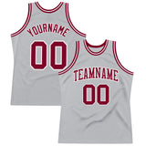 Custom Gray Maroon-White Authentic Throwback Basketball Jersey