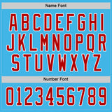Custom Sky Blue Red-White Hockey Jersey