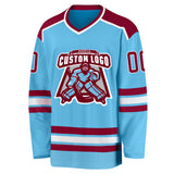 Custom Sky Blue Maroon-White Hockey Jersey
