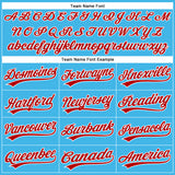Custom Sky Blue Red-White Authentic Baseball Jersey