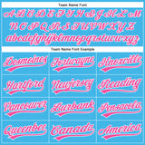 Custom Sky Blue Pink-White Authentic Baseball Jersey
