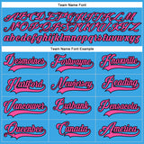 Custom Sky Blue Pink-Black Hockey Lace Neck Jersey