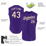 Custom Purple Cream Authentic Sleeveless Baseball Jersey